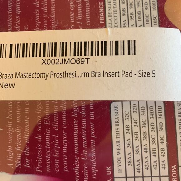 Braza foam breast form Size 5 New in package and only taken out for photos. - Picture 7 of 8